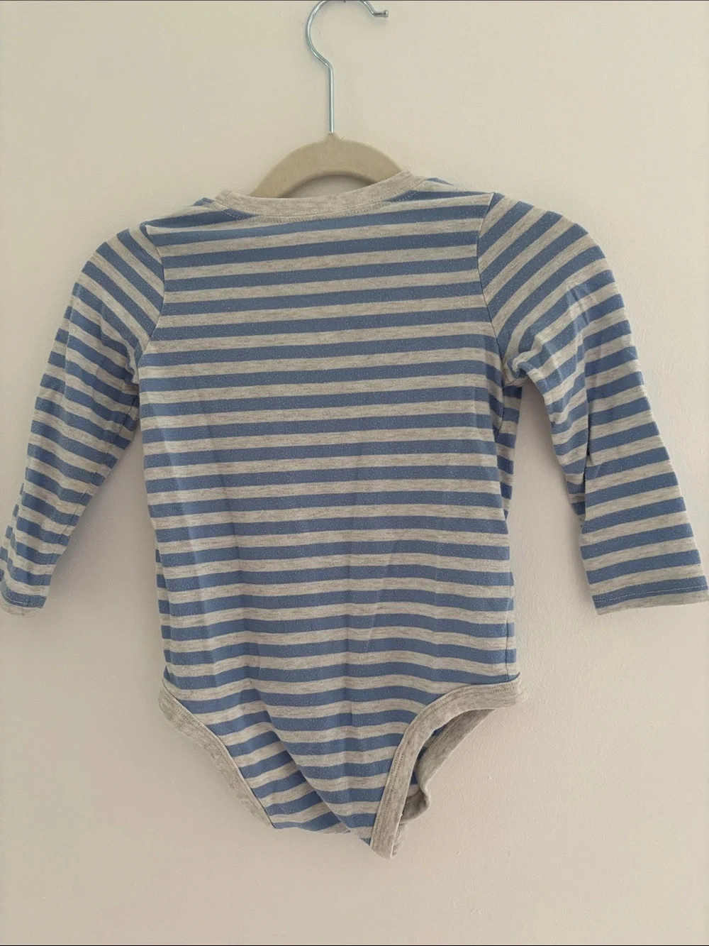 okie dokie Blue and Cream Striped Long-Sleeve One-Piece